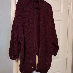 Bulky Burgundy Cardigan